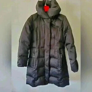 LARRY LEVINE down filled black  coat size small.
